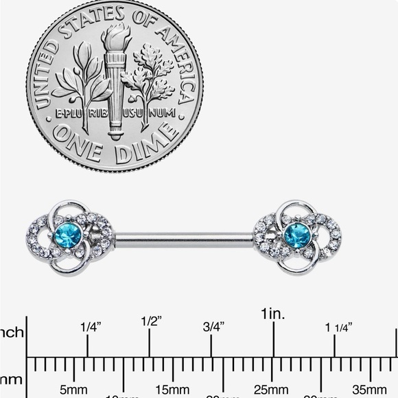 14 Gauge 9/16 Clear Blue Gem Celtic Knots Barbell Ring Set - Picture 2 of 2